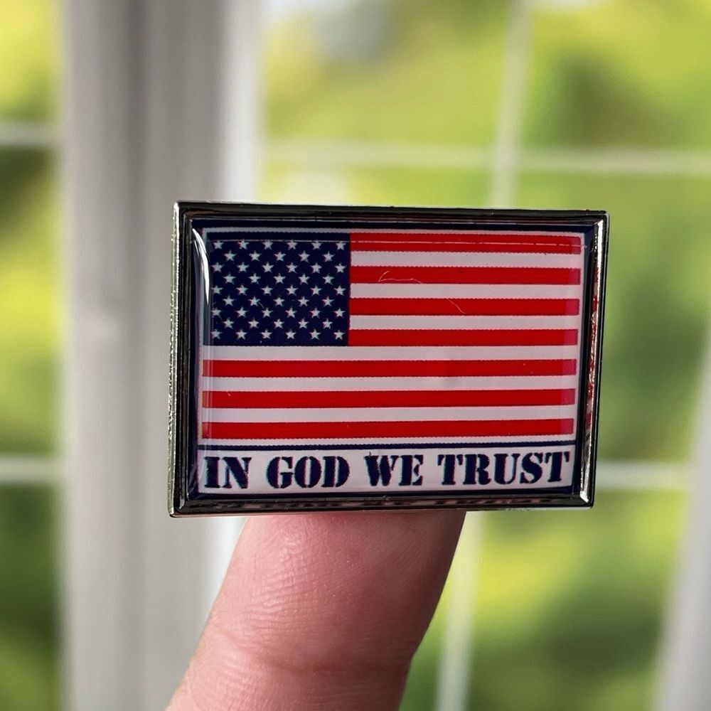 In God We Trust USA Flag Enamel Pin/ Brooch Lapel